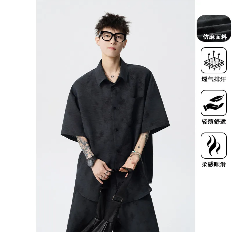 Men's Thin Short Sleeve Shirts New Summer Fashion Personalized Tie Dye Lightweight Casual Half Sleeve Tops Urban Wear Streetwear