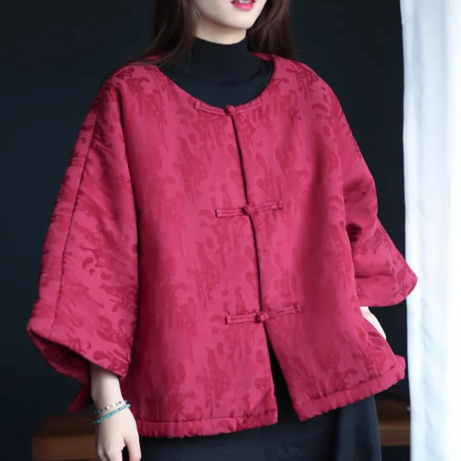 레트로 플로럴 자수 코튼 린넨 재킷 버튼업 따뜻한 민족 스타일 코트 대형 사이즈 코튼 의류 코튼 린넨 코튼 패딩 코트