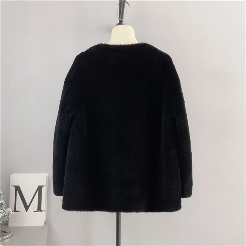 Women's Sheep Shearling 2024 Fall and Winter New Pure Wool Coat Female Lamb Hair Warm Jacket Outwear PT4125