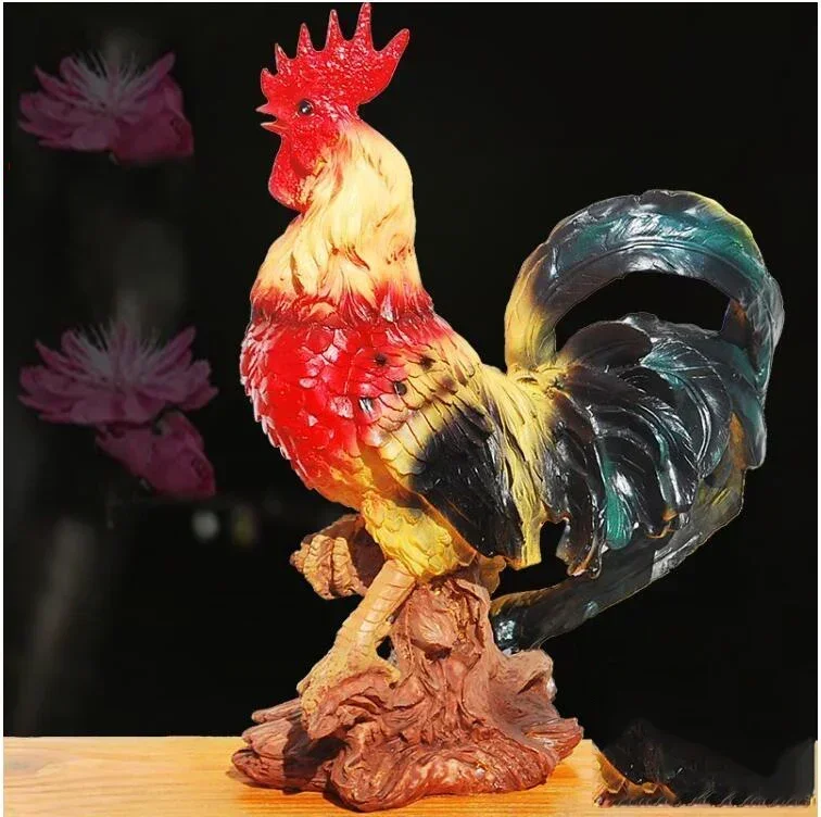 Euroepan Zodiac Chicken Ornaments Resin Ceramic Hen Chick Simulation Big Cock Hotel Home Livingroom Furnishing Decoration Crafts