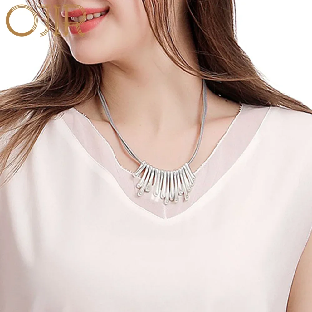 2023 Women's Silver Color Neck Choker Statement Necklace Jewelry Female Suspension Decoration Accessories Unusual Thing Pendant