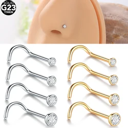 1pcs Titanium Nose Piercing 1.5/2/2.5/3mm Zircon Top Screw Nose Stud Ring for Women Men Fashion Piercing  Body Jewelry