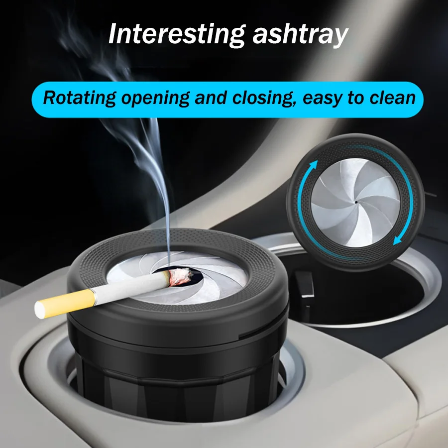Creative Rotating Opening and Closing Car Ashtray, Fly-Proof and Easy to Clean Ashtray