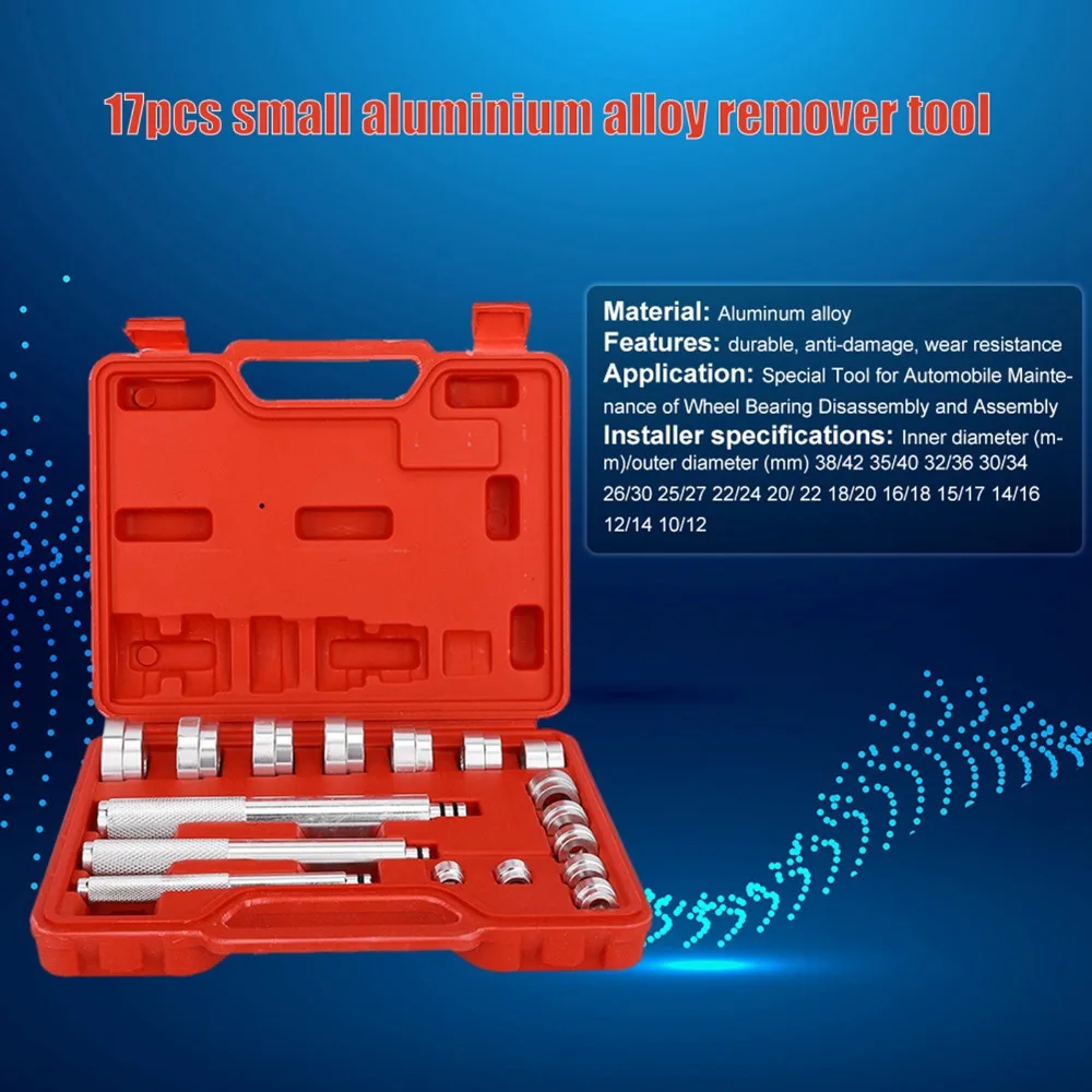 17PCS Aluminum alloy Wheel Bearing Seal Tool Knurled Handles Non-Slip Bushing Drivers Remover Tool Storage Case