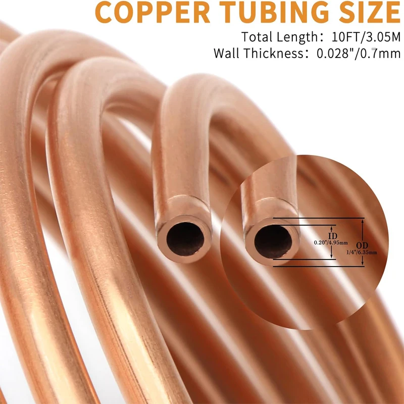 1pcs 3/6/7.6/15.24m Length Car Roll Tube Coil Copper Nickel Brake Pipe Hose Line Piping Tube Tubing for Air Conditioning