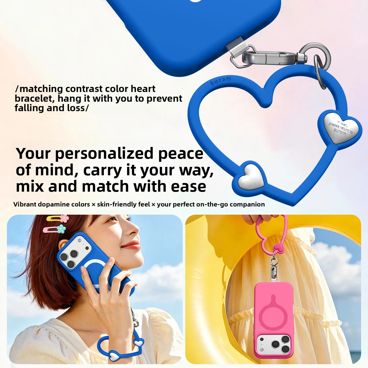 Magnetic Liquid Silicone Heart-shaped Lanyard Phone Case for iPhone 17 Pro Max 16 Pro Shockproof for Magsafe Slim Fit Cover view 4