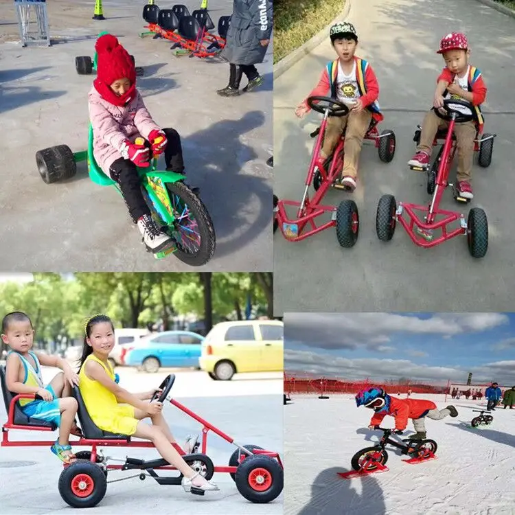 Go Kart per bicicletta a quattro ruote singola da esterno per bambini di ghiaccio e terra di alta qualità per bici per bambini