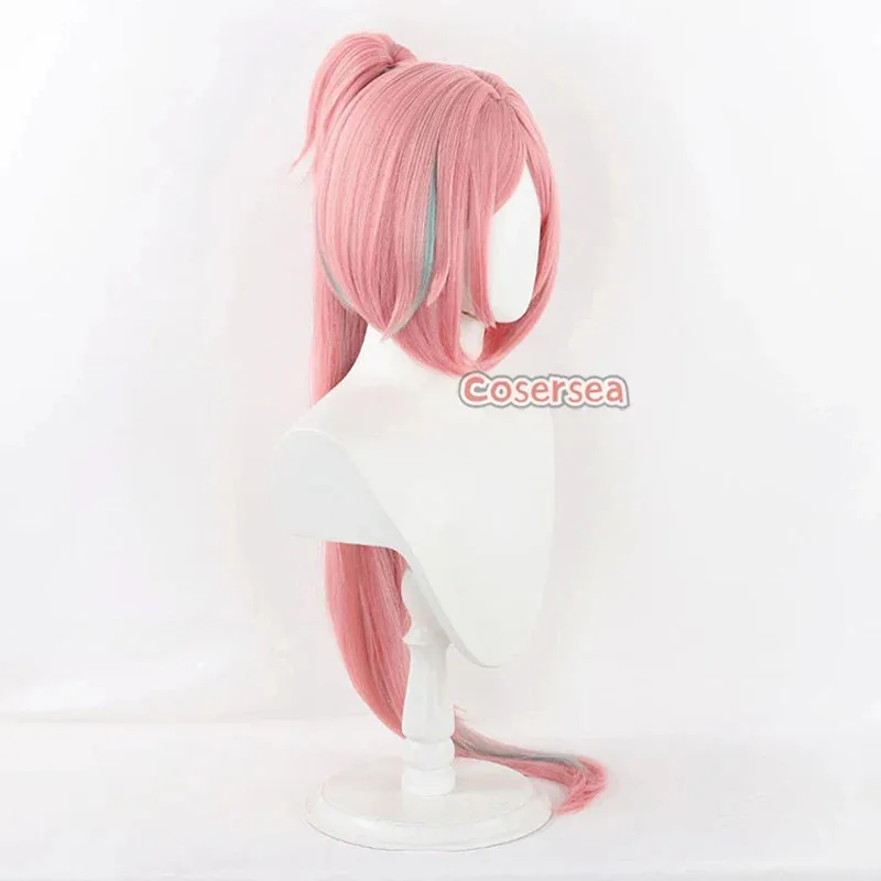 Cosersea rappa cosplay perucas jogo honkai: star rail rappa 100cm rosa misturado azul rabo de cavalo cos peruca cabelo sintético resistente ao calor