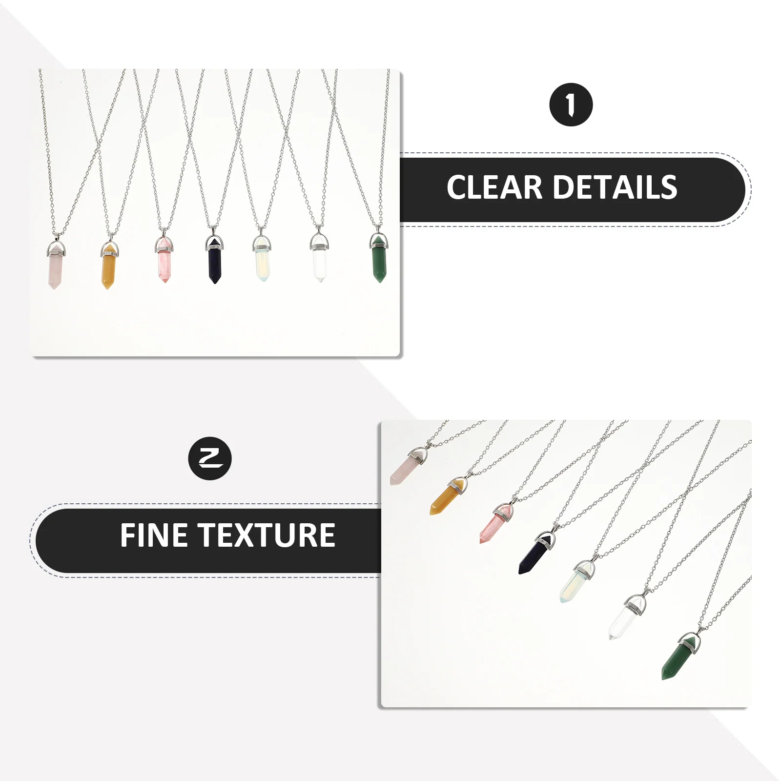 

7Pcs Crystal Pendant Necklace Hexagonal Women Clavicle Chain Natural Jewelry Accessory Gift Elegant Fashion Longlasting