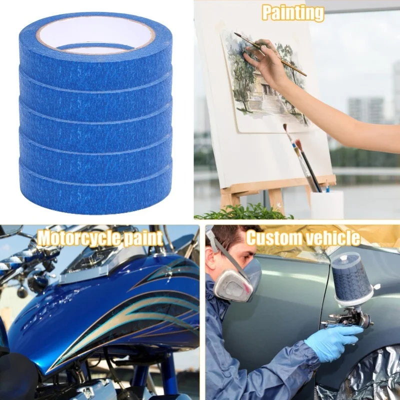 Car Paint Tape High Temperature Proof 0.79in X 98.43ft Blue Automotive Refinish Masking Tape For Home Office School Craft Arts