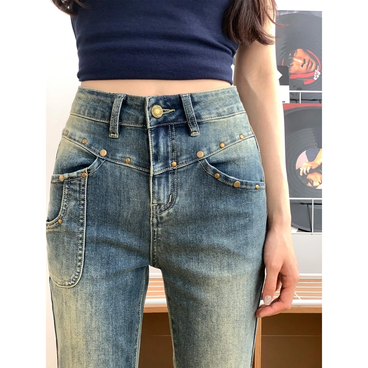 

Женские джинсы с высокой талией, свободного кроя, расклешенные, удобные, из хлопка, в стиле кэжуал, модные, стройнящие, осень 2025, новинка