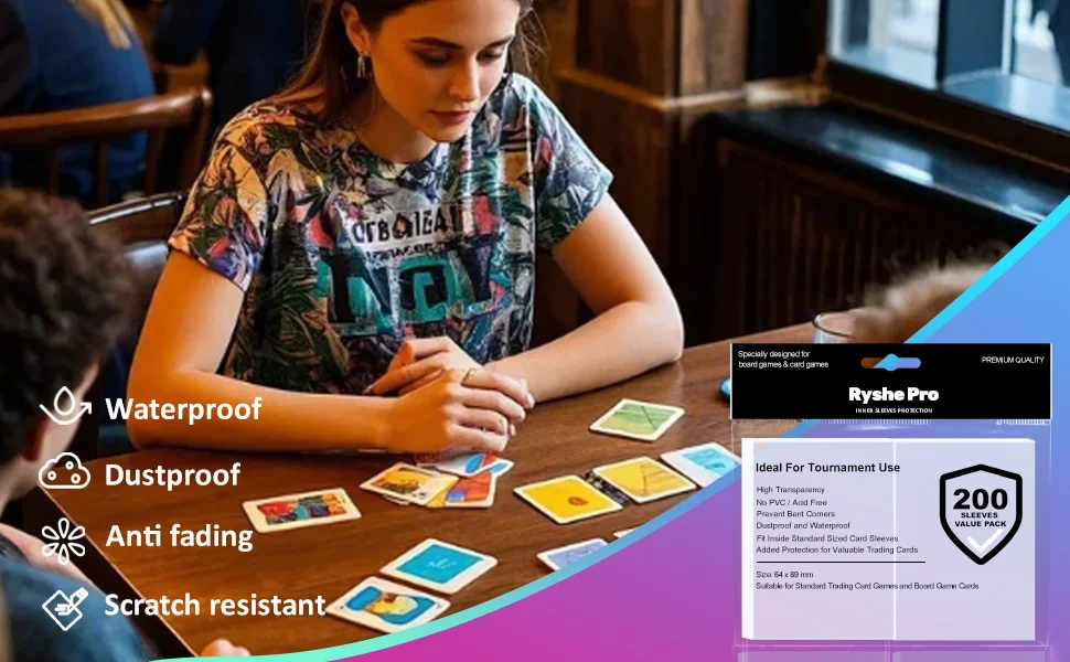 100 Stück Matte Bunte Standardgröße Kartenhüllen 66x91mm TCG Sammelkarten-Schutz für Tarot-Brettspiele PKM – Detail 23