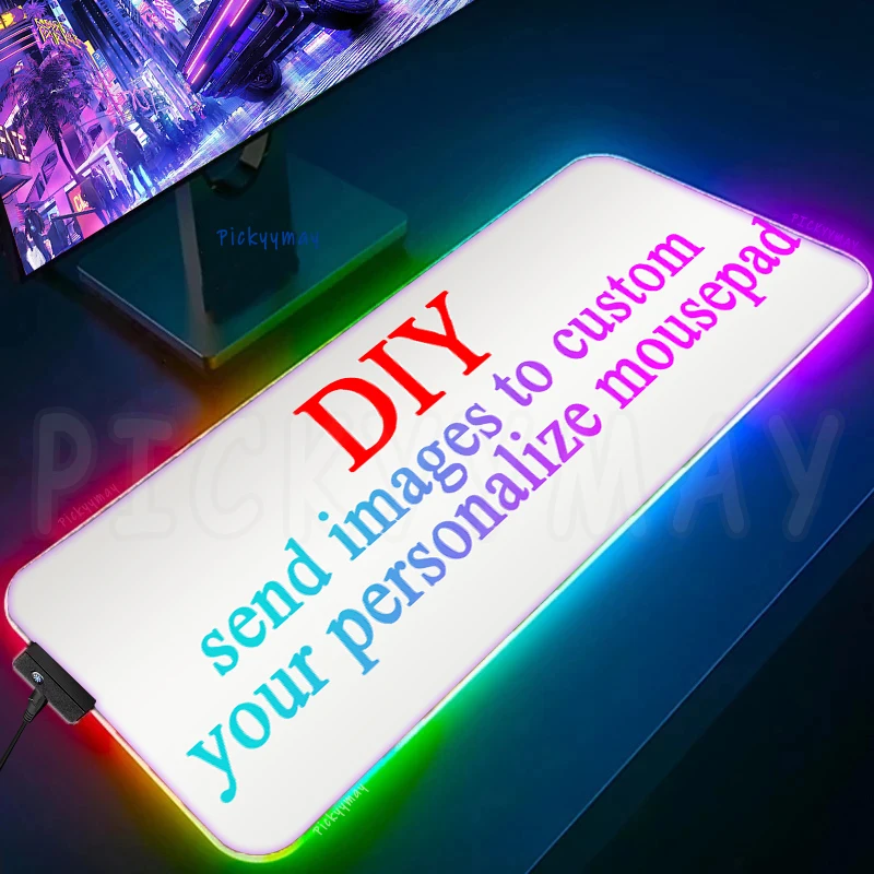 RGB PC Gaming Mousepads DIY Desk Pad Keyboard Mat LED Gamer Mousepad Anime Mouse Pads 100x55cm Luminous Custom Mouse Mats Design