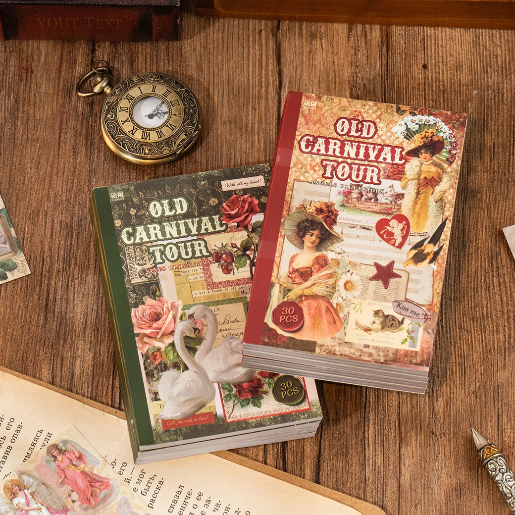 30/60개 빈티지 PET 다이컷 스티커 북 DIY 스크랩북 앨범 파라다이스 & 음식 장식용 레트로 INS 다이어리 스티커