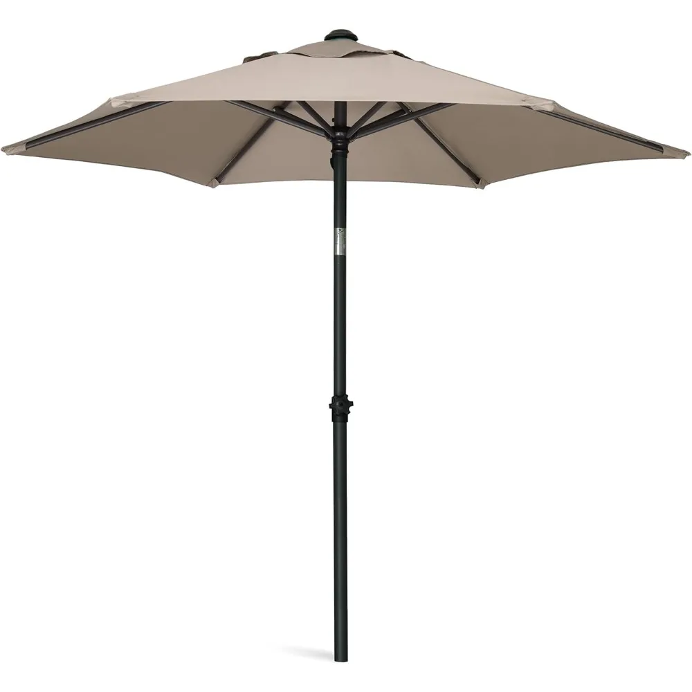 6ft Patio Umbrella Outdoor Table Umbrellas with Push Button Tilt, UPF50+ Premium Steel Pole and Ribs for Deck, Lawn