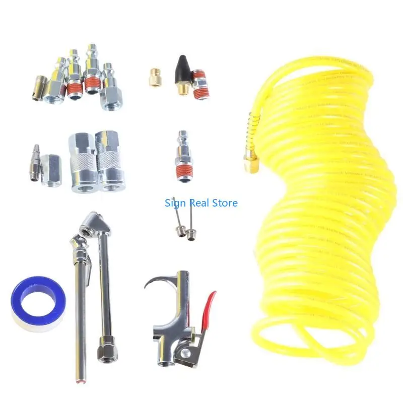 

Pneumatics Toolkit 20Pieces With Air Hose Blow Guns And Fittings For Maintenance 41XB