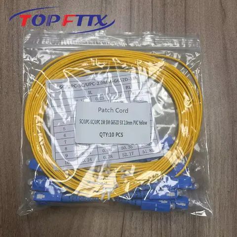 10 PCS 1/2 미터 길이 SC/APC UPC 광섬유 패치 코드 단일 모드 OS2 단순 2.0mm 노란색 PVC 재킷 포함
