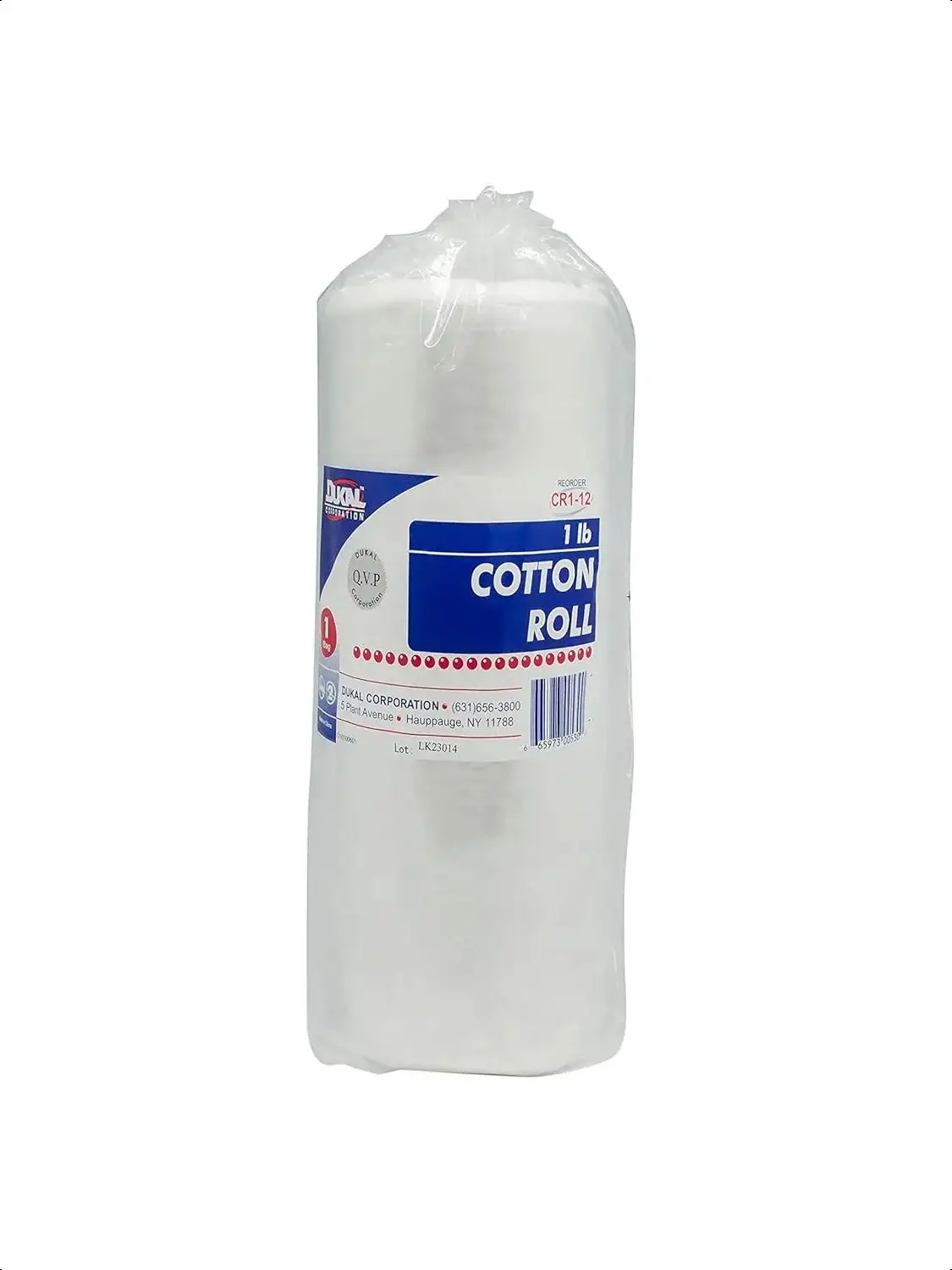 Rouleau de coton CR1-12 Dukal, 1 lb, blanc, paquet de 12