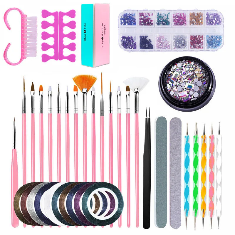 Nail Tool Set Nail Brush Nail File Decorative Line Accessories Remove Armor Bag Professional Nail Art Tools