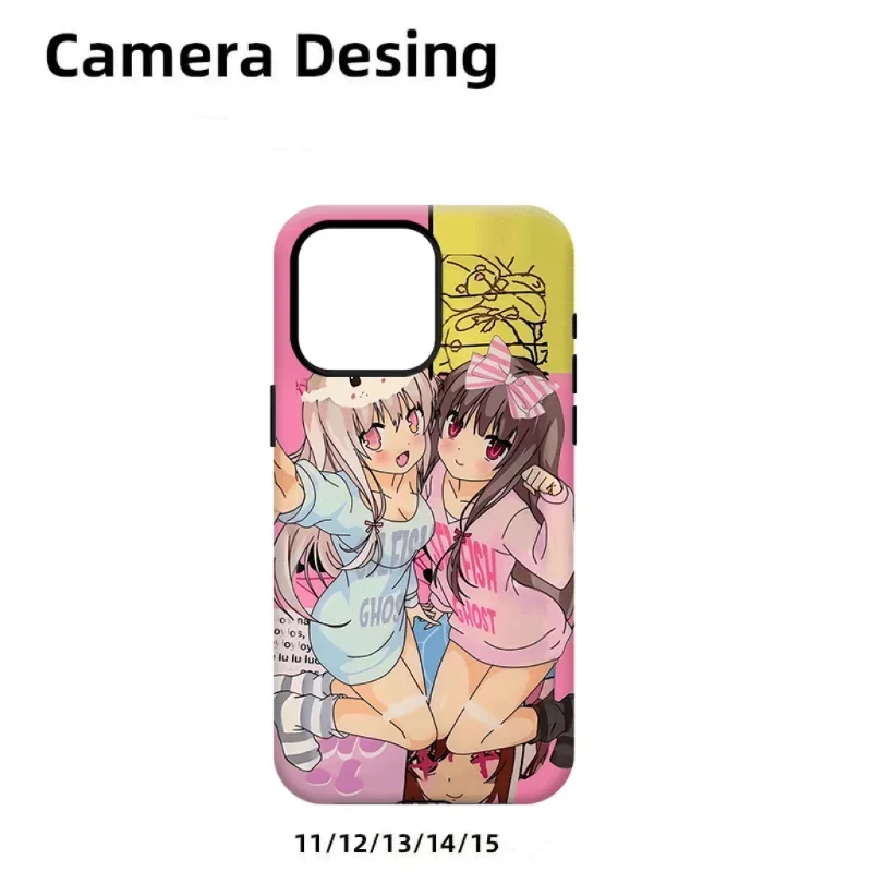 Ins Cute Anime Girl Phone Case for IPHONE 16 15PRO MAX 14 13 12 11 PRO Plus 15pro XS Acrylic TPU Two in One Mobile Phone Cases