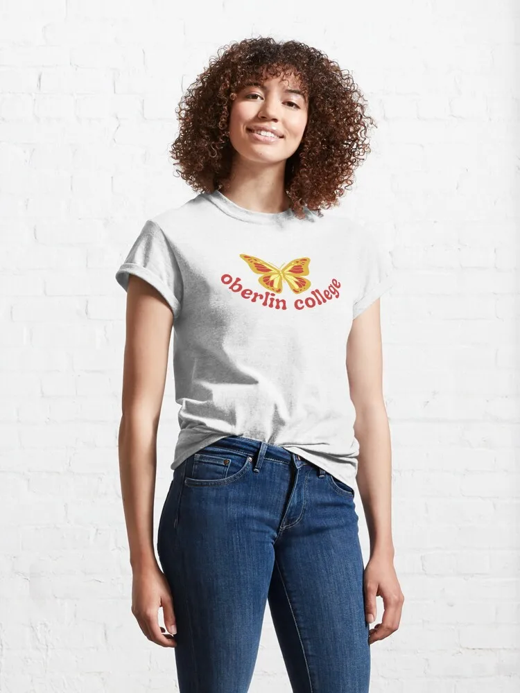 Oberlin College Butterfly Classic T-Shirt Short Sleeve Tops Tees Cotton Print Tshirts New Fashion Top Tees