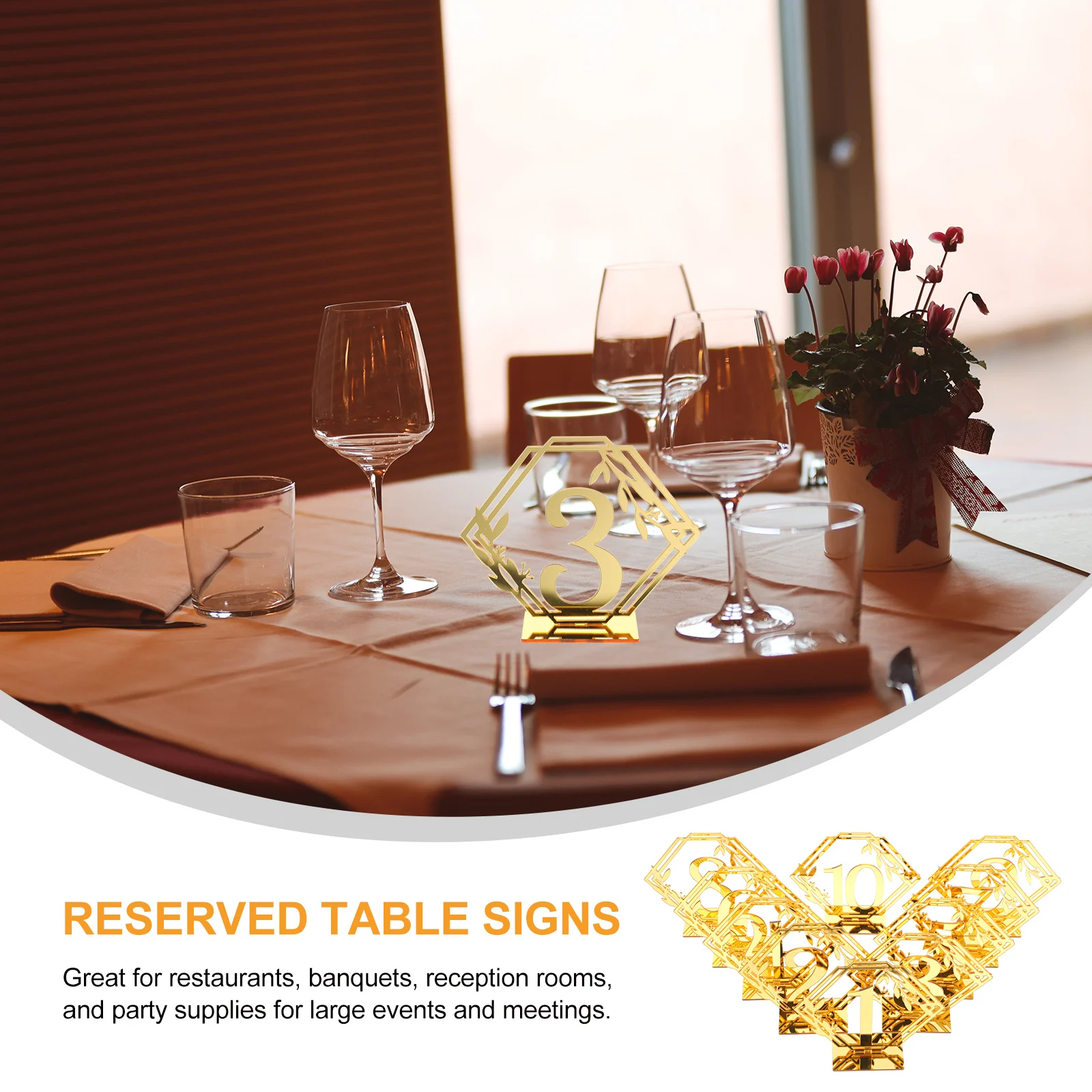 

10 Pcs Acrylic Table Number Plate Wedding Reserved Sign Banquet Seat Marker Vertical Restaurant Reservation Decor for Weddings