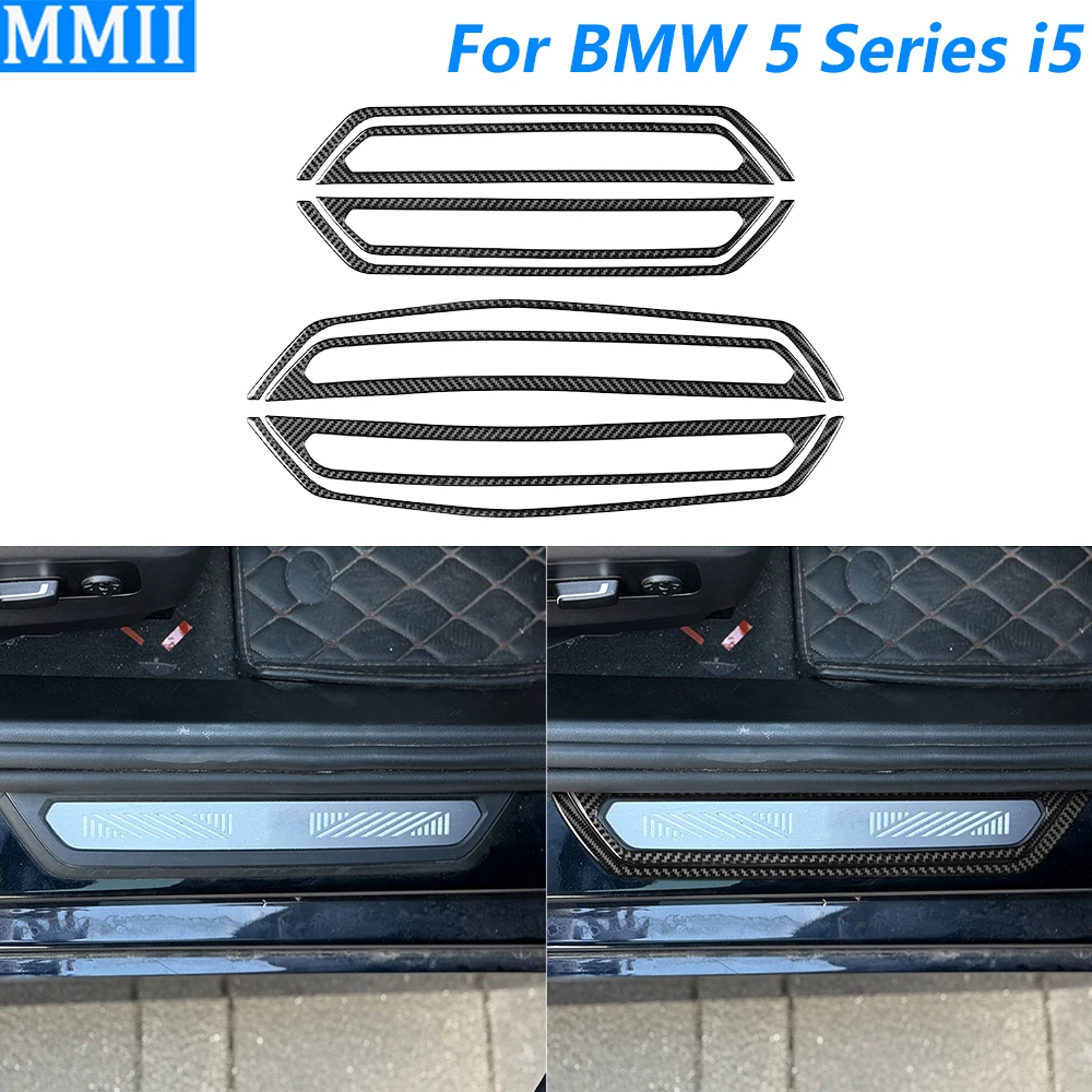 

Для BMW 5 серии i5 G60 G68 2024 2025 комплект внутренней панели порога из углеродного волокна, декоративная крышка, автомобильные аксессуары, внутренняя наклейка