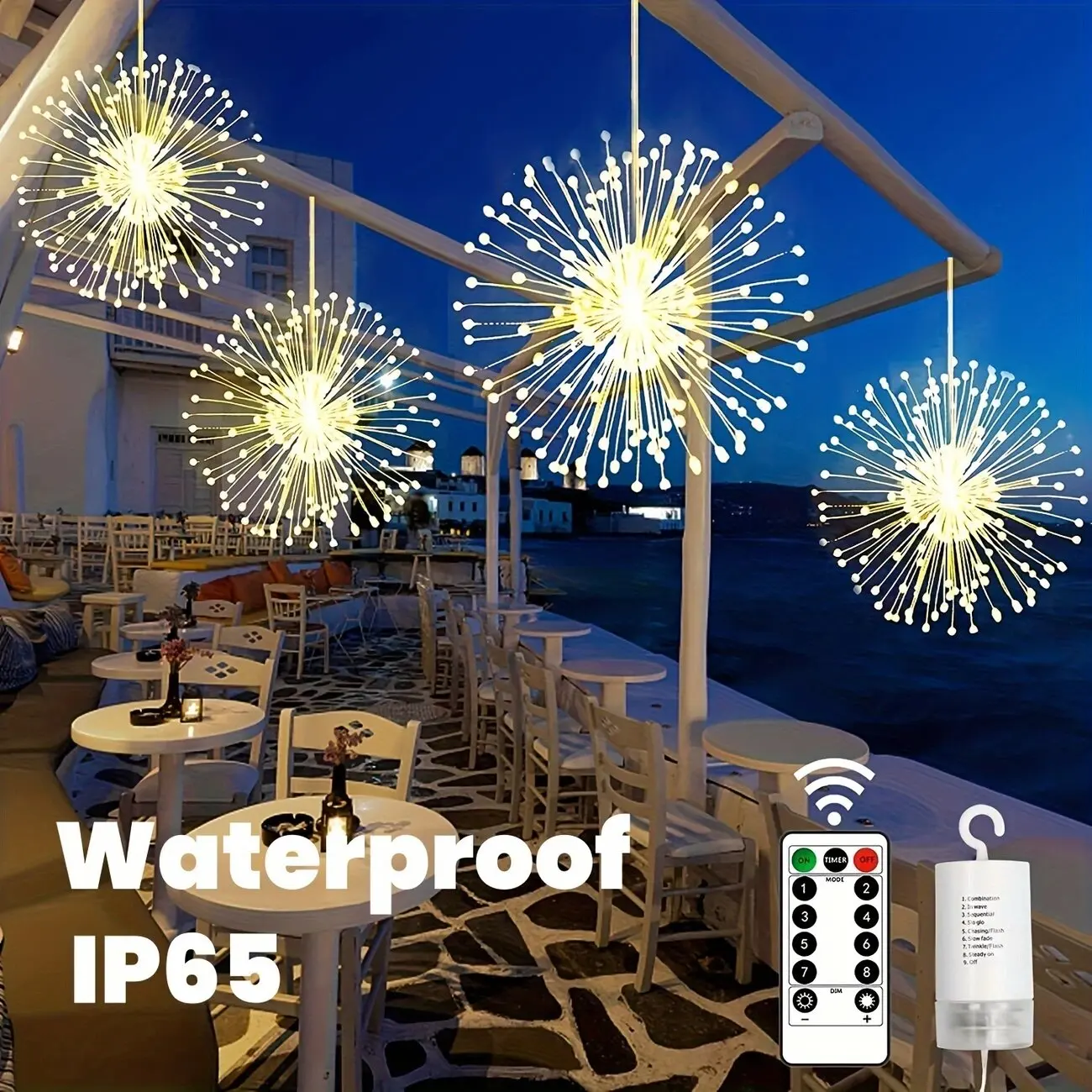 Hanging Firework Light 8 Mode Remote Control Battery Powered Fairy Light,Decoration Lights For Garden,Yard,Holiday,Wedding,Party