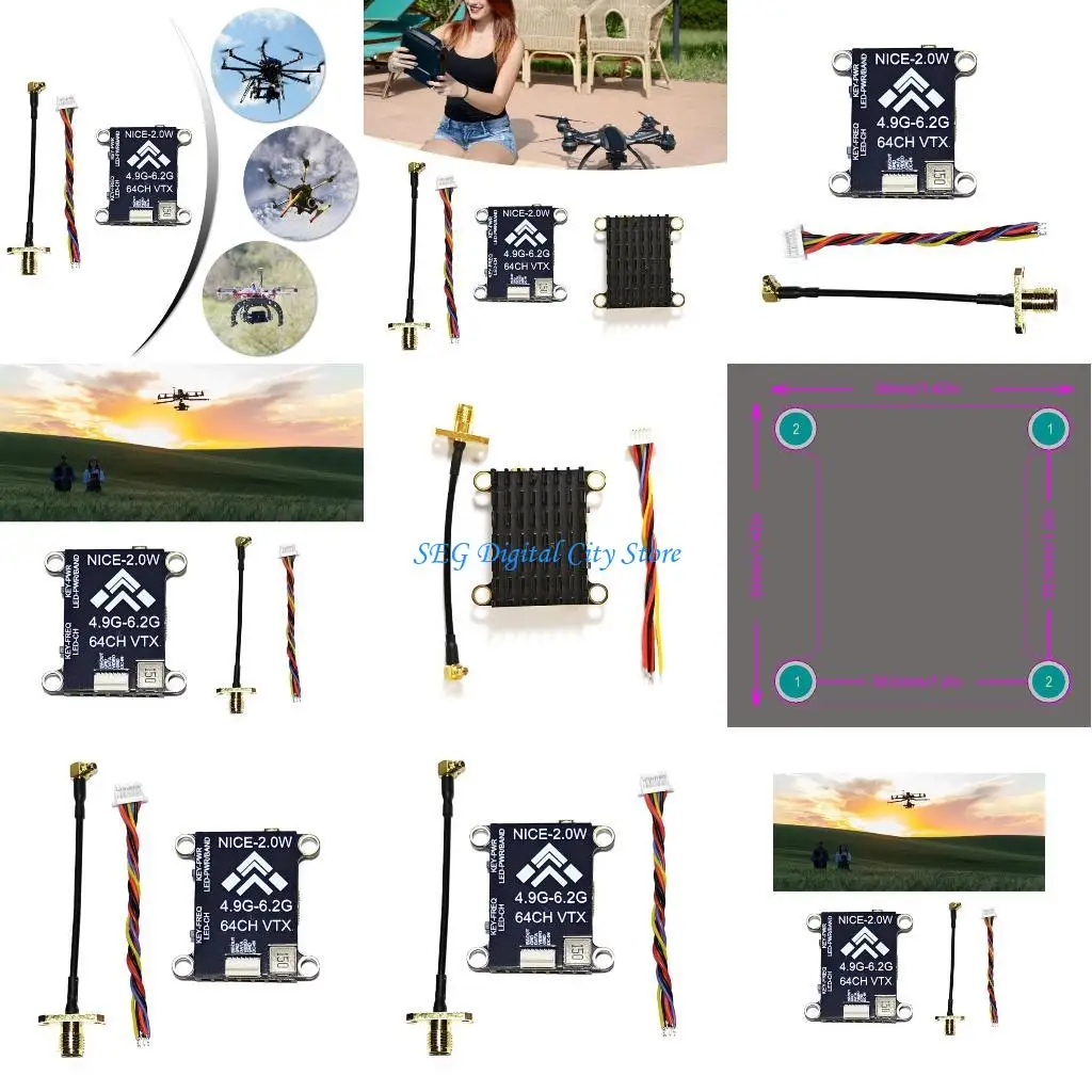 

U75B 5.8GHz FPV Transmitter Adjustable 2W/1.6W/300mW Power Output Light Weight