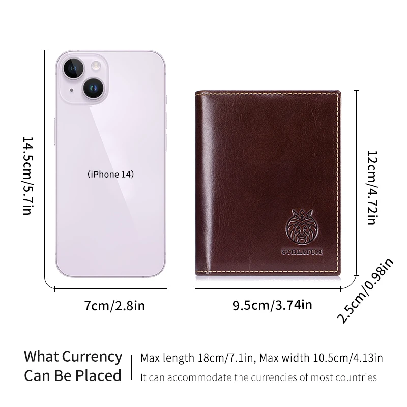 محفظة عصرية من الجلد الطبيعي ذات سعة كبيرة عمودية ثنائية الطي للرجال محافظ حامل بطاقة الائتمان Rfid 15 فتحة للبطاقات