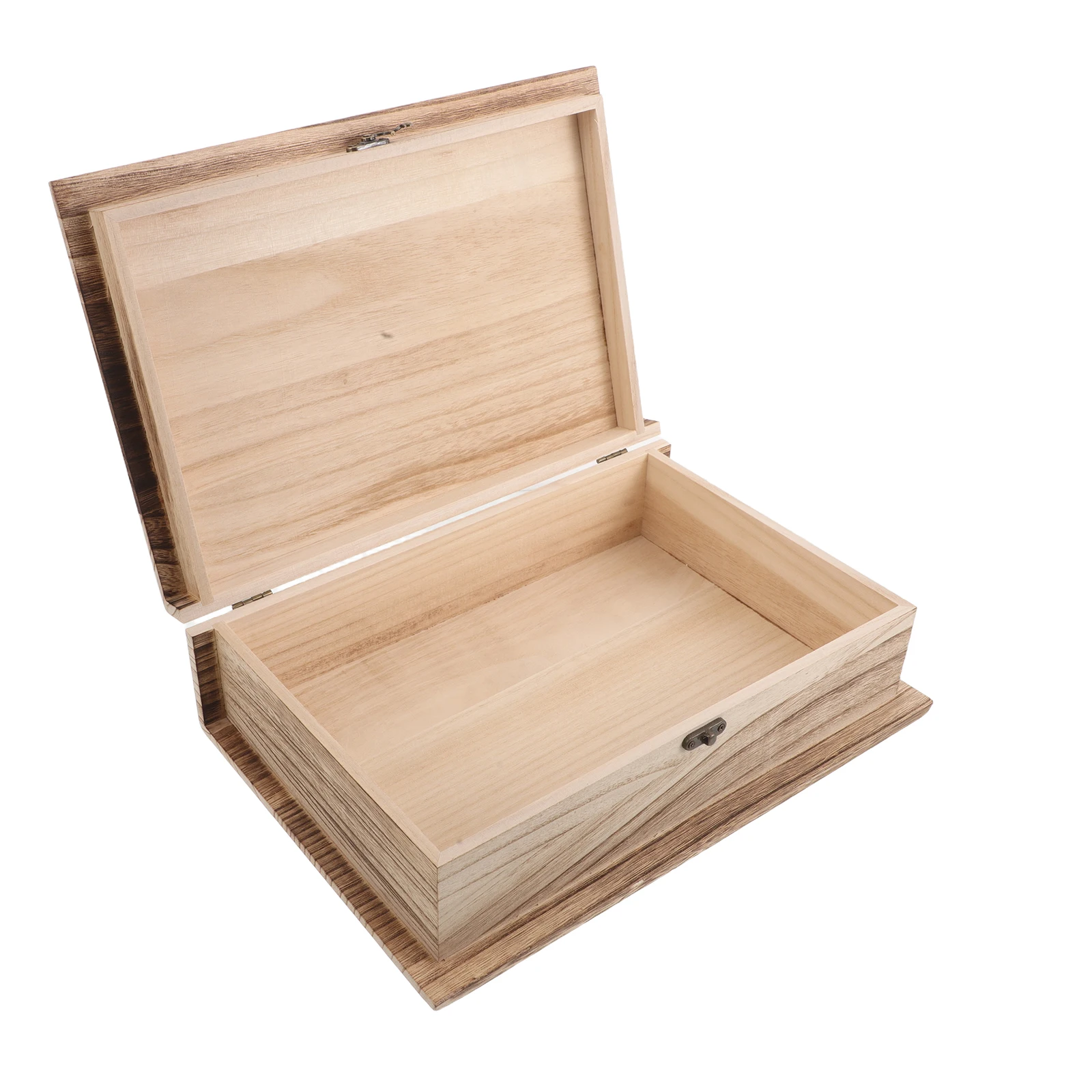 

Wooden Book Storage Box With Hinged Lid Unfinished Wood Keepsake Box Large Capacity Jewelry Trinket Case For Office