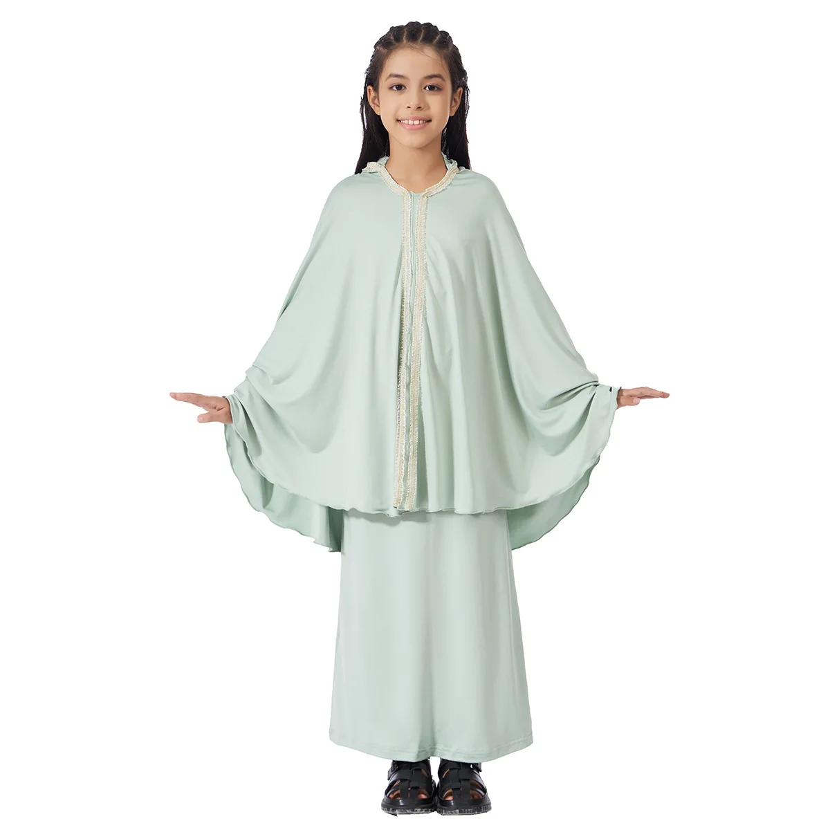 EID Hooded Muslim Children Hijab Dress Prayer Garment Kids Girls Khimar Skirt Abaya Sets Full Cover Vestidos Ramadan Clothes