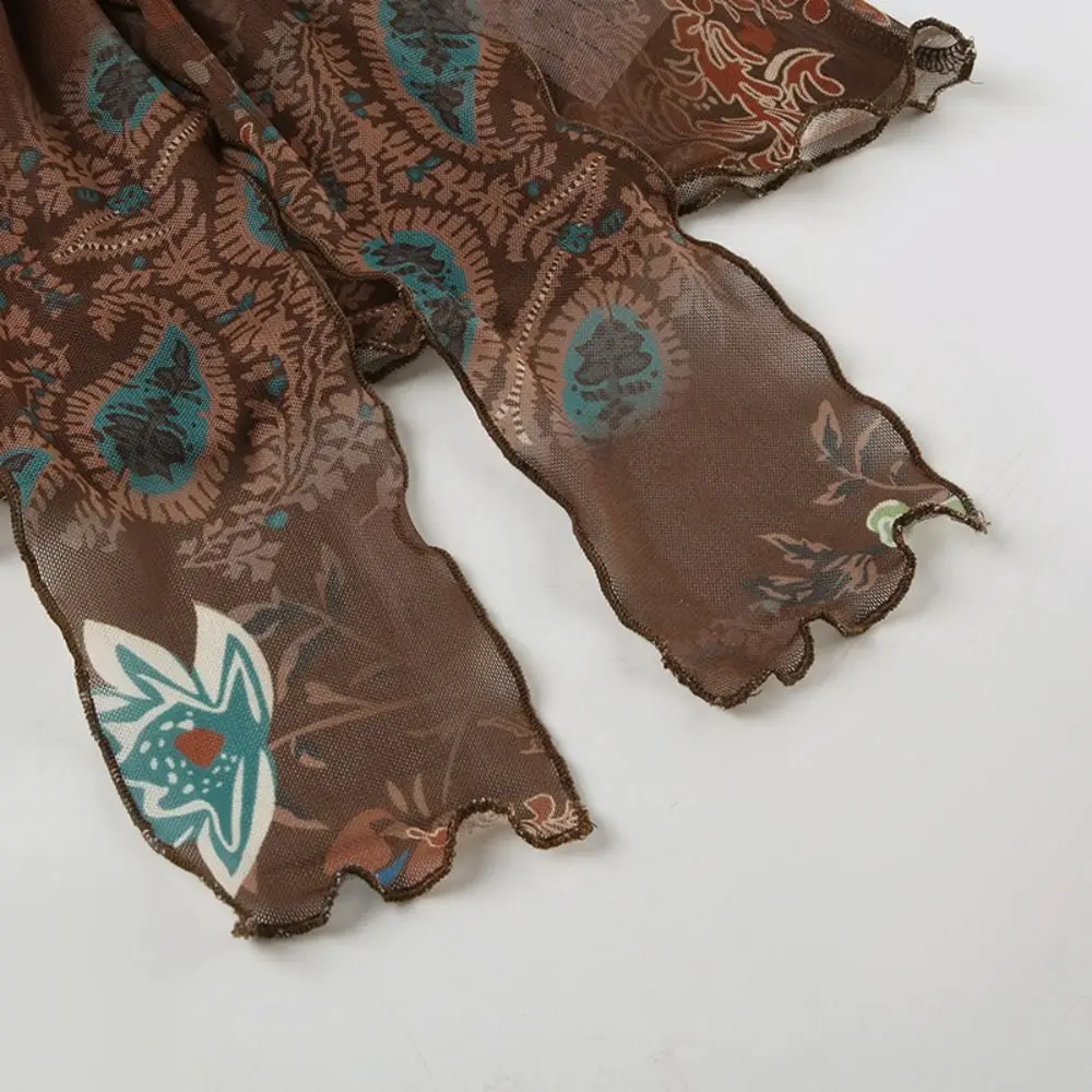 Plisowana Przezroczysta Koszulka na Ramiączkach z Kwiatowym Wzorem, Bez Rękawów, Sznurowana, Dopasowana Krótka Bluzka w Stylu Koreańskim, Seksowna Koszulka na Ramiączkach, Wiosna Lato