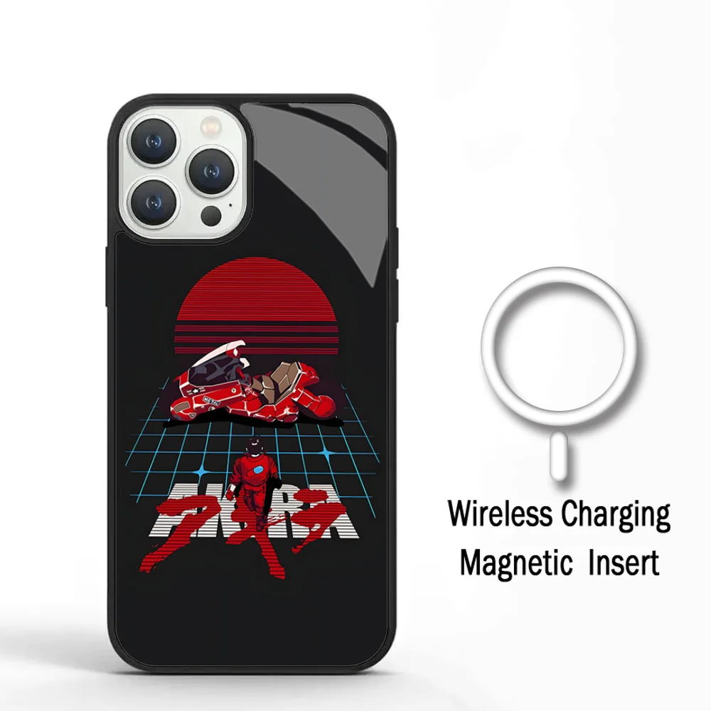 Anime AKIRA Motorcycle 90s Phone Case For IPhone 11 12 13 14 15 Plus Pro Max Mirror Acrylic Cover For Magsafe Wireless Charging