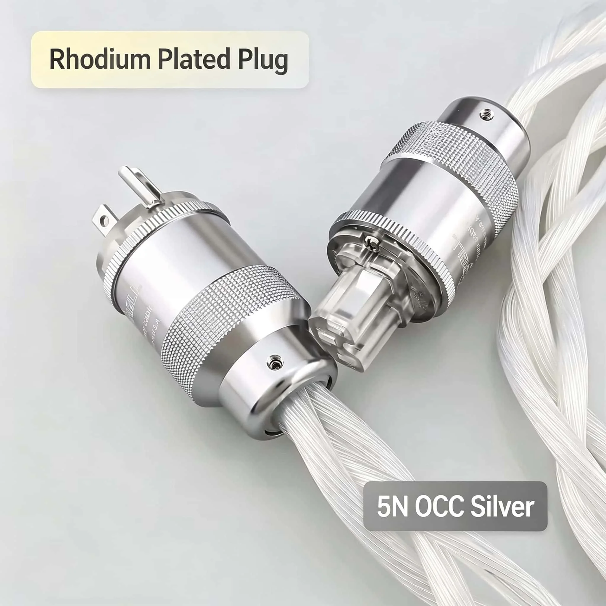 5N OCC 실버 도금 HIFI 전원 코드 EU/US AC 케이블 오디오파일 로듐 플러그(앰프 DAC 필터용)