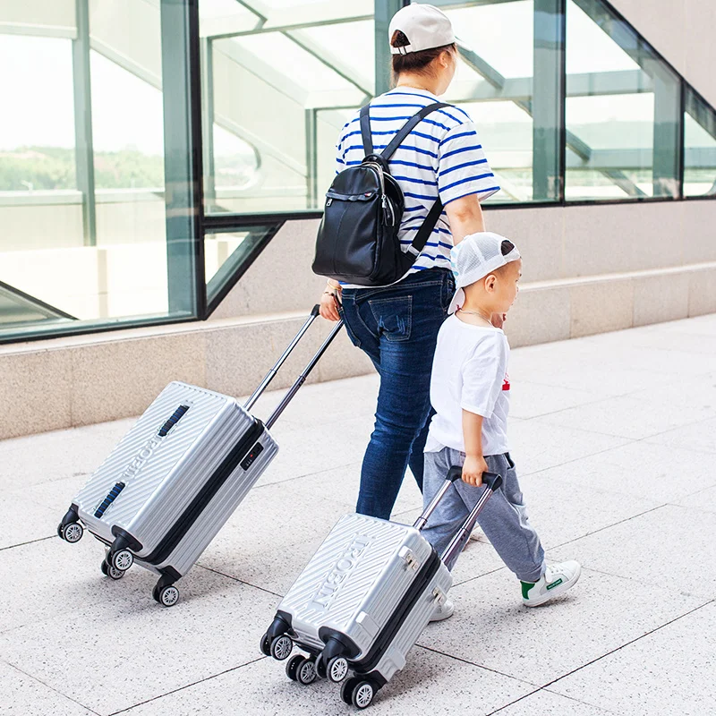 Bebê pode sentar-se no trole mala preguiçosa mala de viagem das crianças do sexo masculino e feminino andando bagagem de compras do bebê