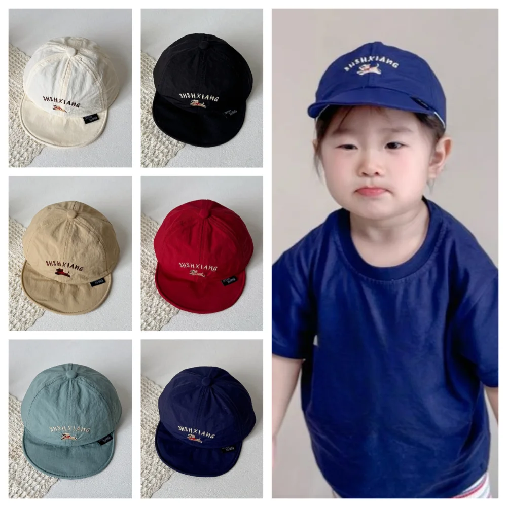 

Soft Korean Style Puppy Baseball Cap Letter Embroidery Shading Hat Summer Kid Sunhat Quick-dry Anti-UV Children's Hat Girls