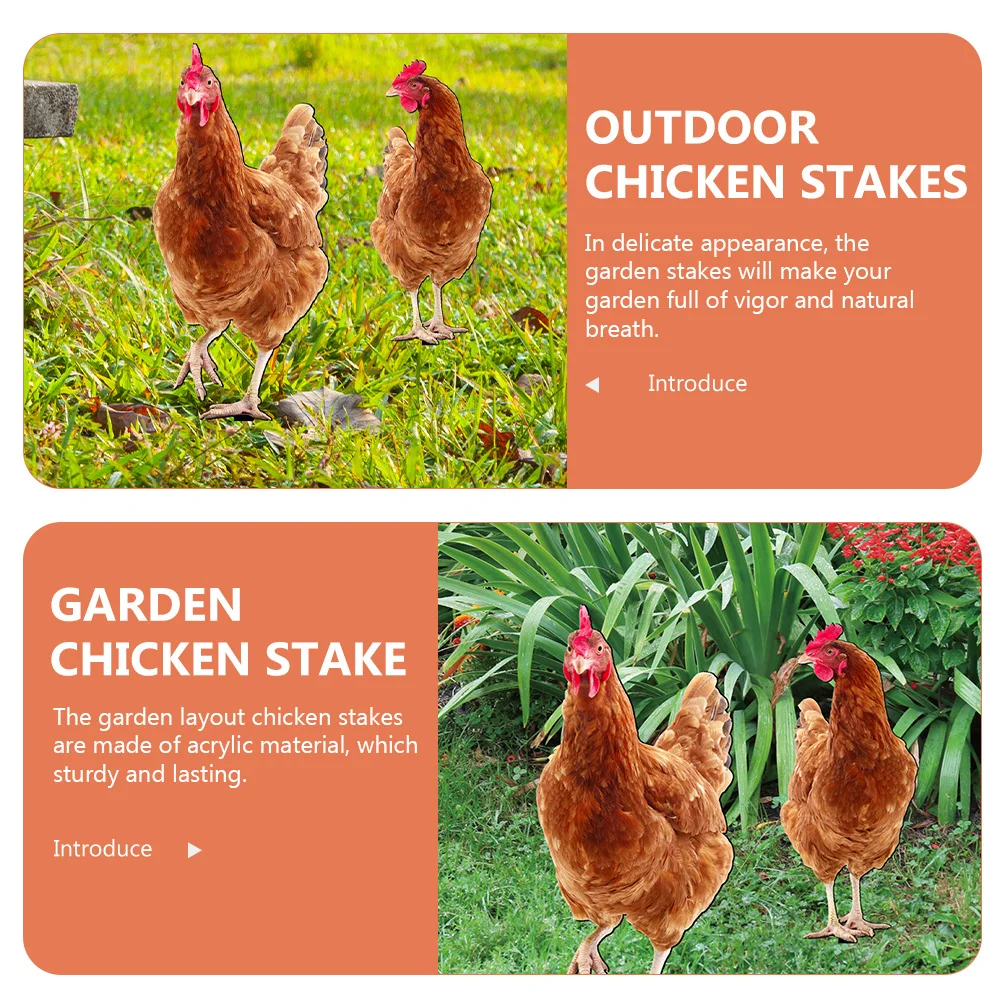

2Pcs Colorful Acrylic Chicken Yard Stakes Realistic Garden Decor Outdoor Lawn Stake Sign Garden Chicken Stake Yard Ornaments