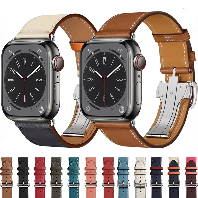 

Ремешок из натуральной кожи для Apple Watch Ultra 3-1 49 мм, 11, 10, 42-46 мм, спортивный браслет, ремешок для iWatch 9, 8, 7, 6, 5, 4, SE, 45 мм, 41 мм, 44 мм