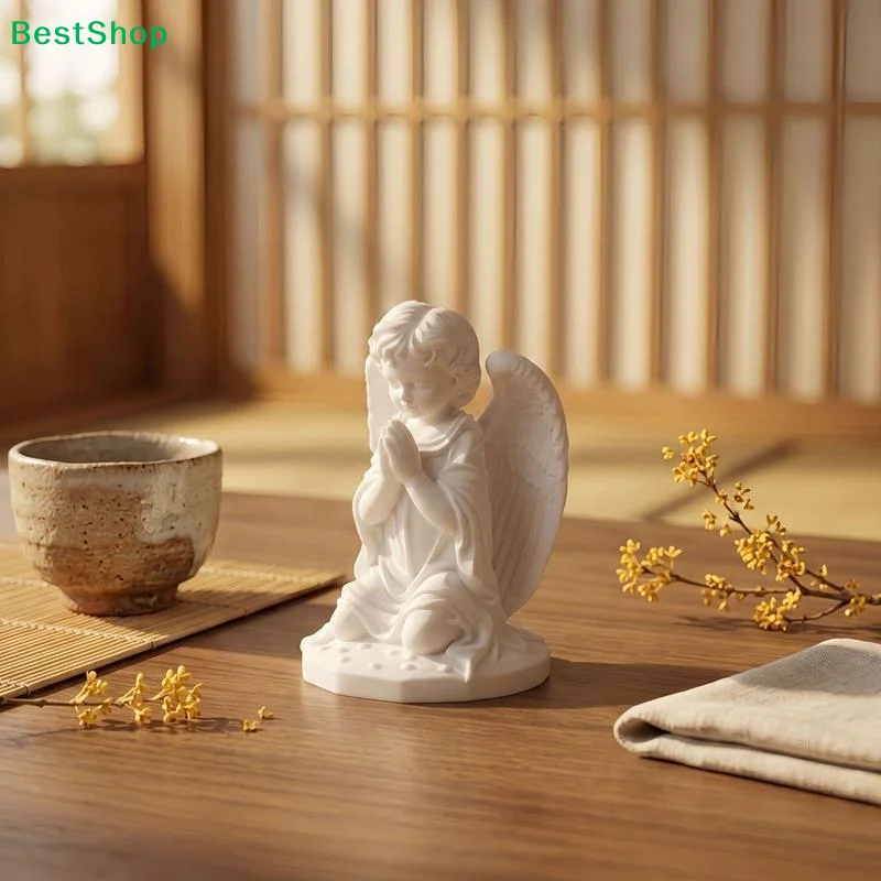 〔Q〕3D Printed Kneeling Angel Figurine Prayer Statue Sculpture Desktop Ornament Decoration