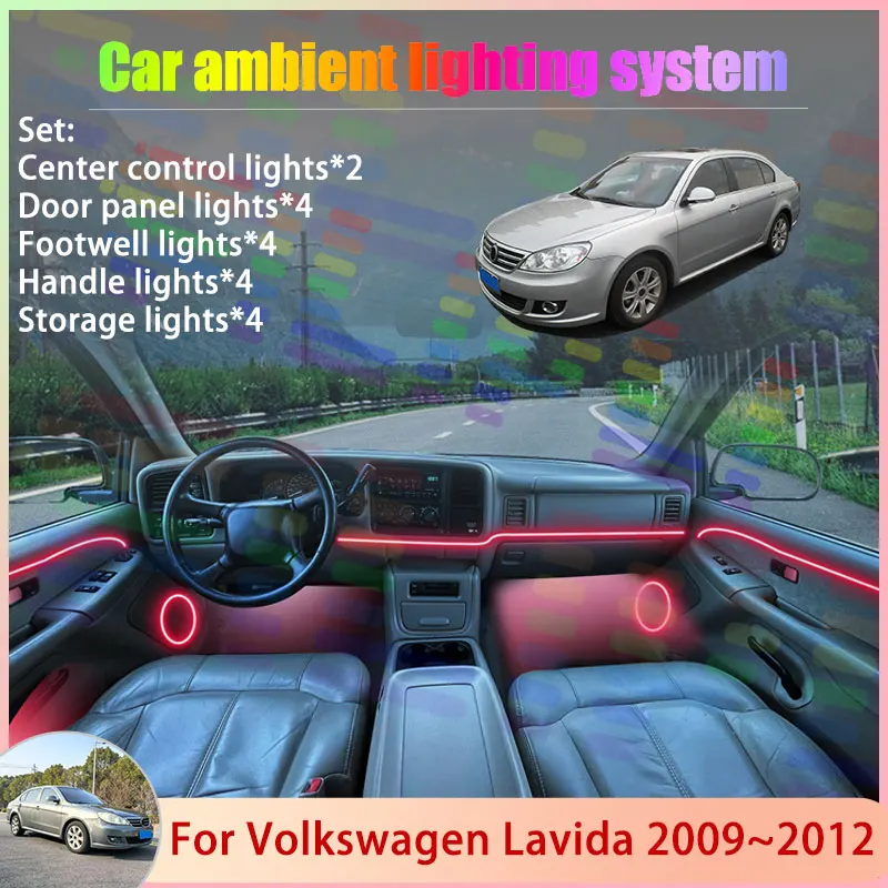 For Volkswagen Lavida 2009~2012 MK1 2/24 in 1 Car Atmosphere Light Lamp RGB Shade Ensemble Streamer Atmosphere Set Accessories