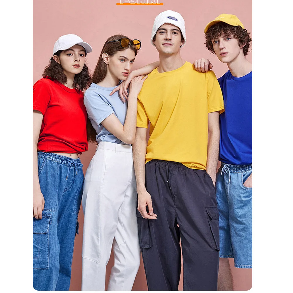 180gsm 100% Cotton T Shirt Men Custom Your Design Text  Tops Tee Men Print Your Own Design Brand Team Customization DropShipping image 6