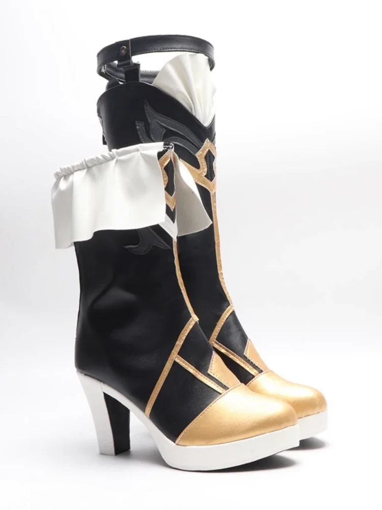 

Honkai:Star Rail Sushang Short High Boots PU Leather Metal Buckle Laces Elegant Asymmetry Heels Boots Cosplay Shoes For Boy Girl