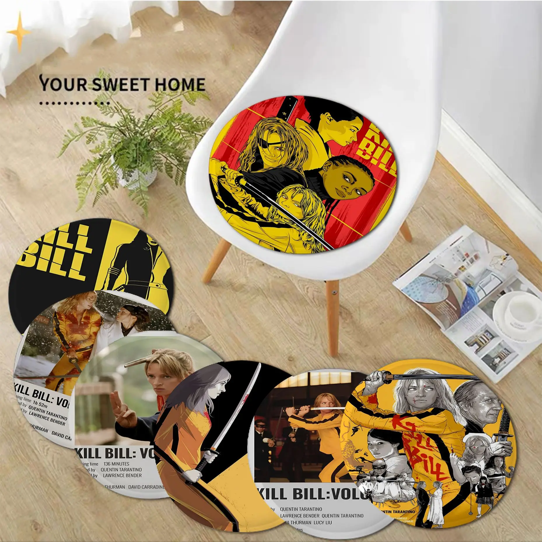 

Classic Movie Kill Bill Nordic Printing Meditation Cushion Stool Pad Dining Chair Tatami Seat Cushion Anti-Slip Buttocks Pad