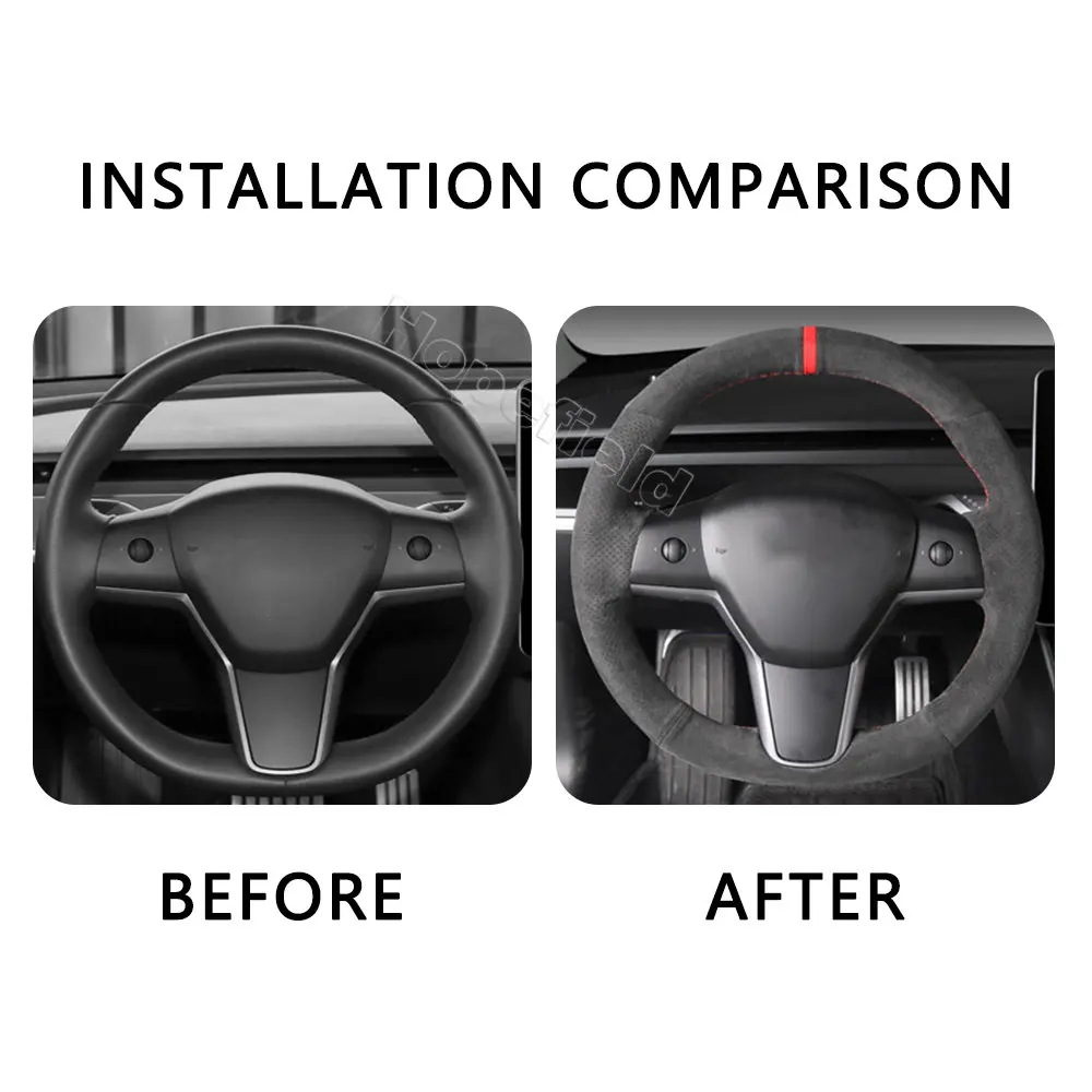 Real Alcantara coprivolante per auto maniglia avvolgente per Tesla Model 3 Y 2017 2018 2019 2020 2021 accessori interni 4 stagioni