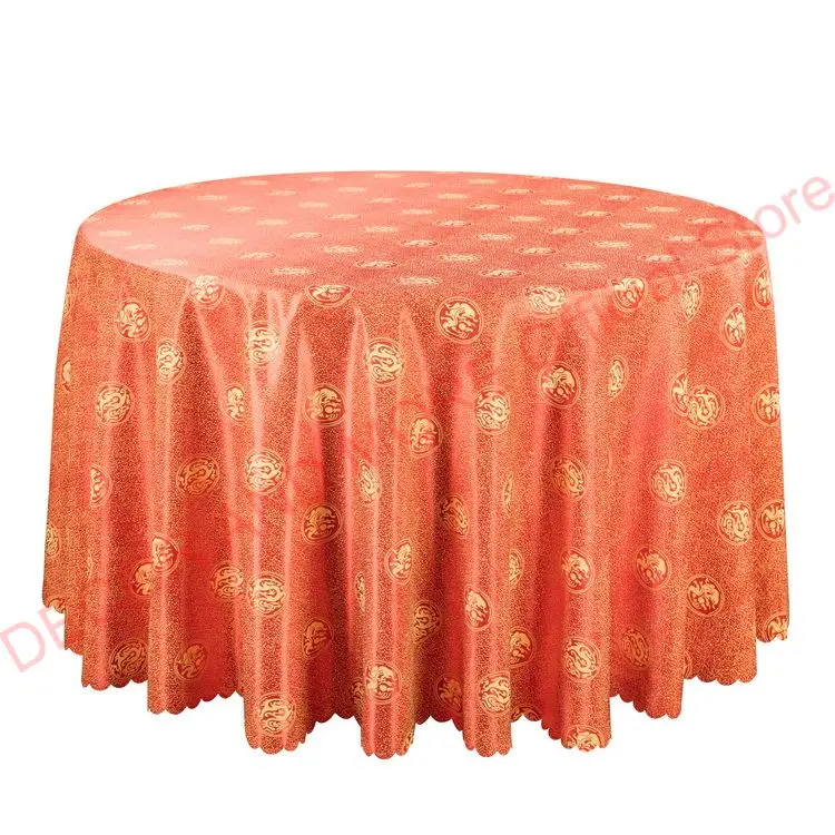 1PCS Wedding Red Round Table Cloth Luxury Dining Tablecloths For Hotel Banquet Home Decor Rectangular Table Covers Damask 260cm