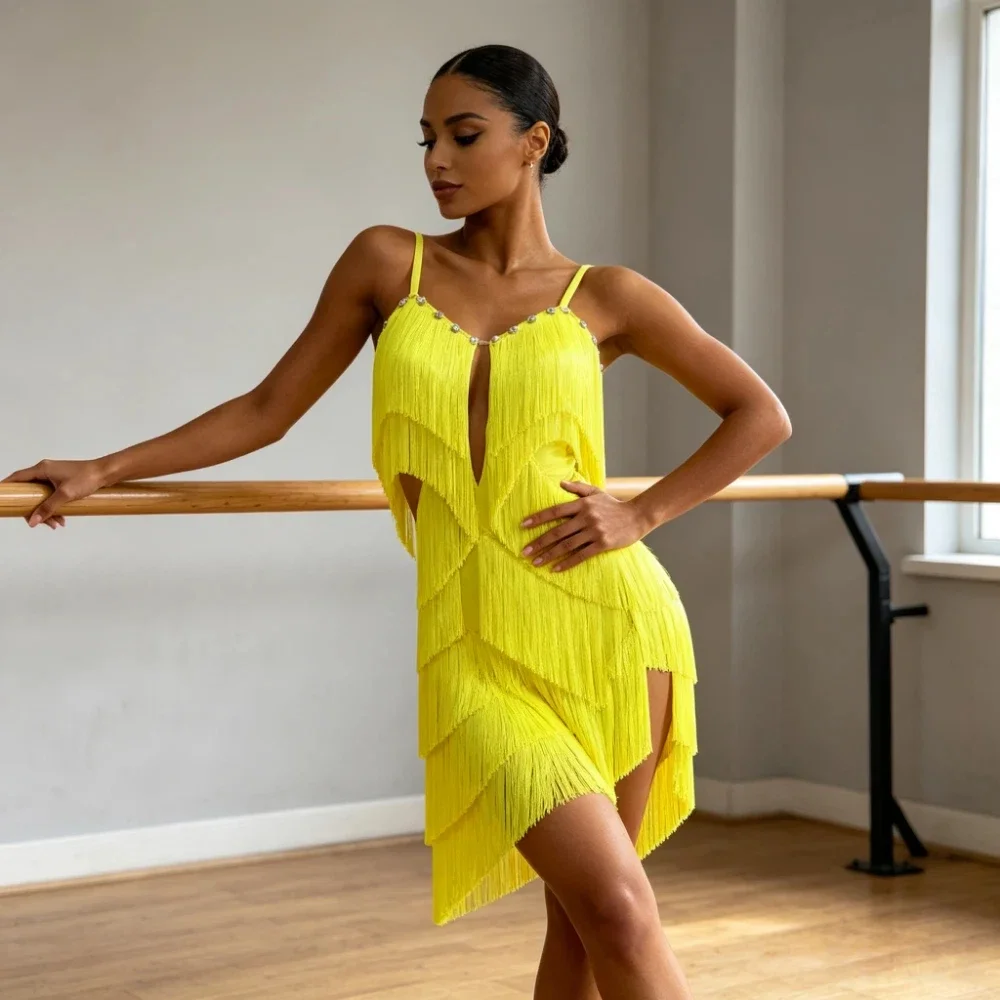 Latin Dance Dress For Women Sexy Fringe Skirt Set Practice Wear Professional Cha Cha Rumba Samba Costume Stage Performance Wear
