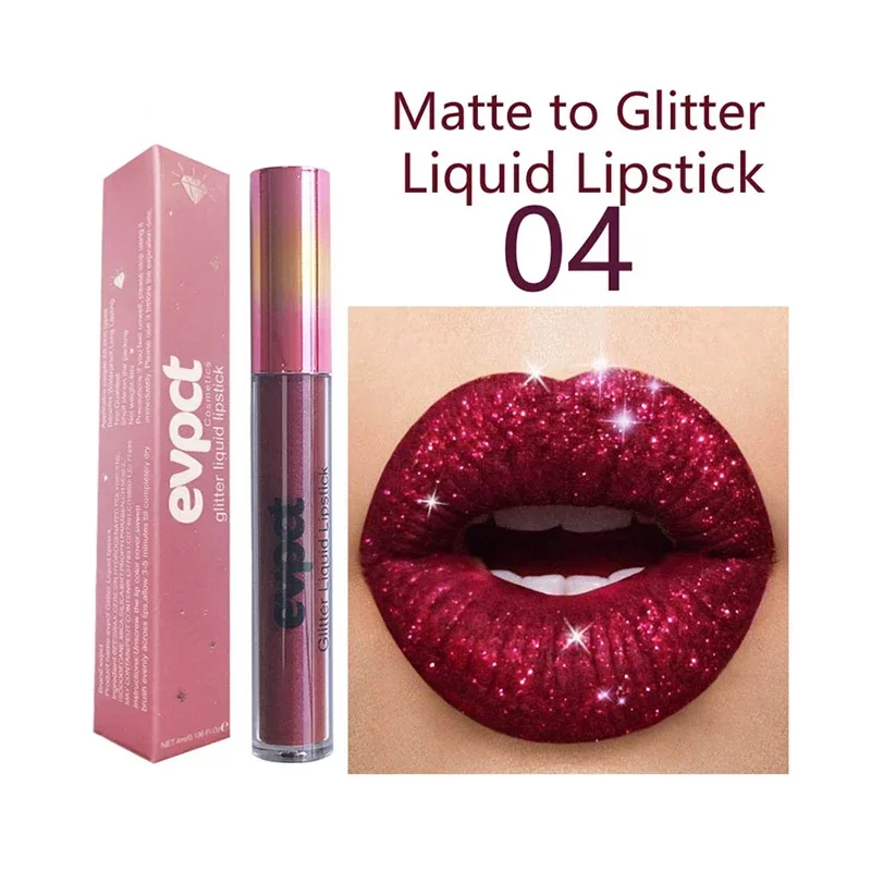 15 Colors Glitter Liquid Lipsticks Waterproof Long Lasting Diamond Shimmer Lip Gloss Red Pink Women Makeup Nude Matte Lip Stick