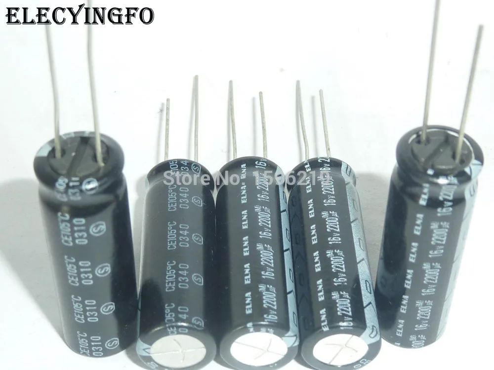 5pcs 2200uF 16V2200UF  ELNA 10x30mm TOP GRADE Original 16V2200uF Aluminum Electrolytic capacitor