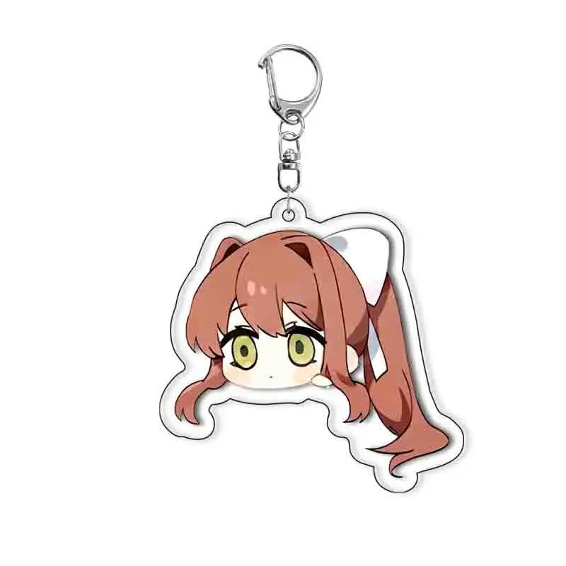 Anime Doki Doki Literature Club DDLC Acrylic Keychain Monika Sayori Q Version Keyring Backpack Pendant Halloween Gift for Gamers